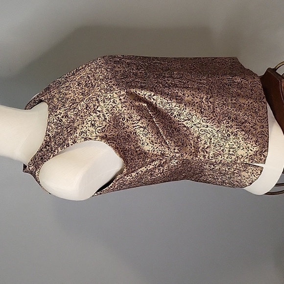 AGB Sleeveless Back Zip Gold & Brown Top - Size 12 - Picture 2 of 11